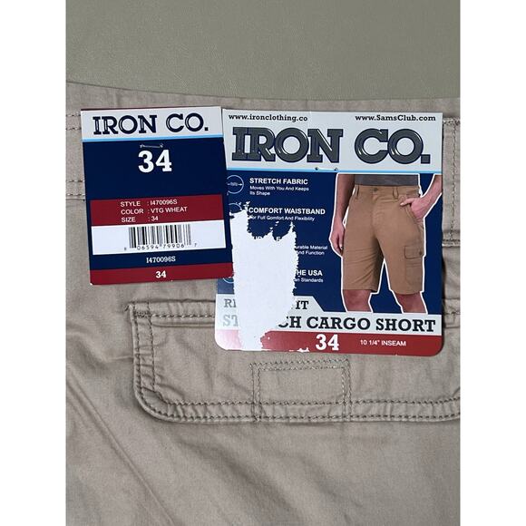 Iron Co. Stretch Cargo Short Men’s Size 34 Vintage Wheat - Picture 2 of 10